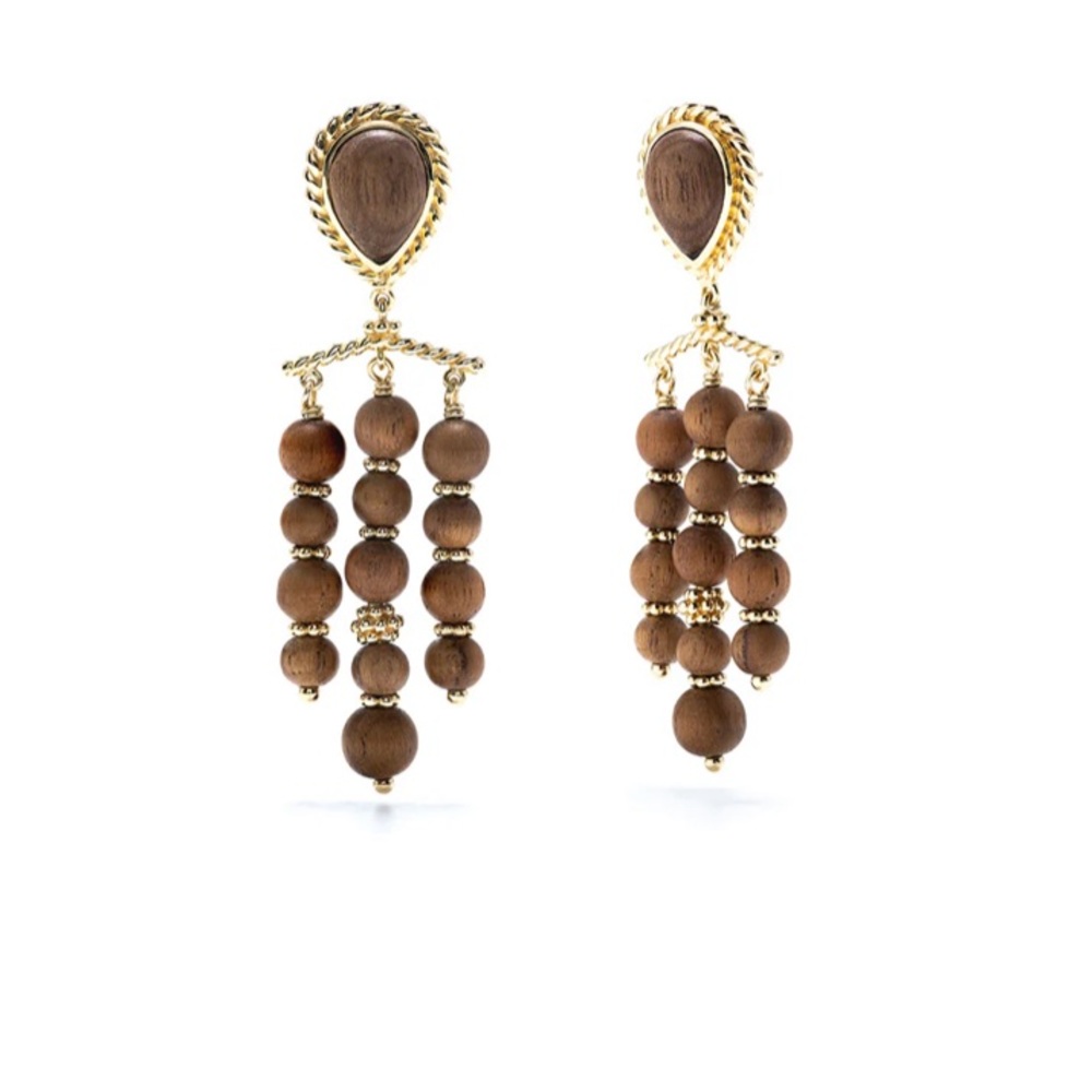 Capucine De Wulf teak chandelier earrings NWT